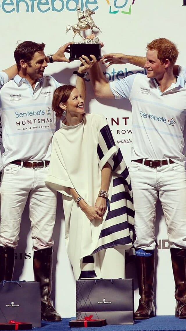 Malcolm Borwick and Prince Harry with Sentebale Huntsman trophy
