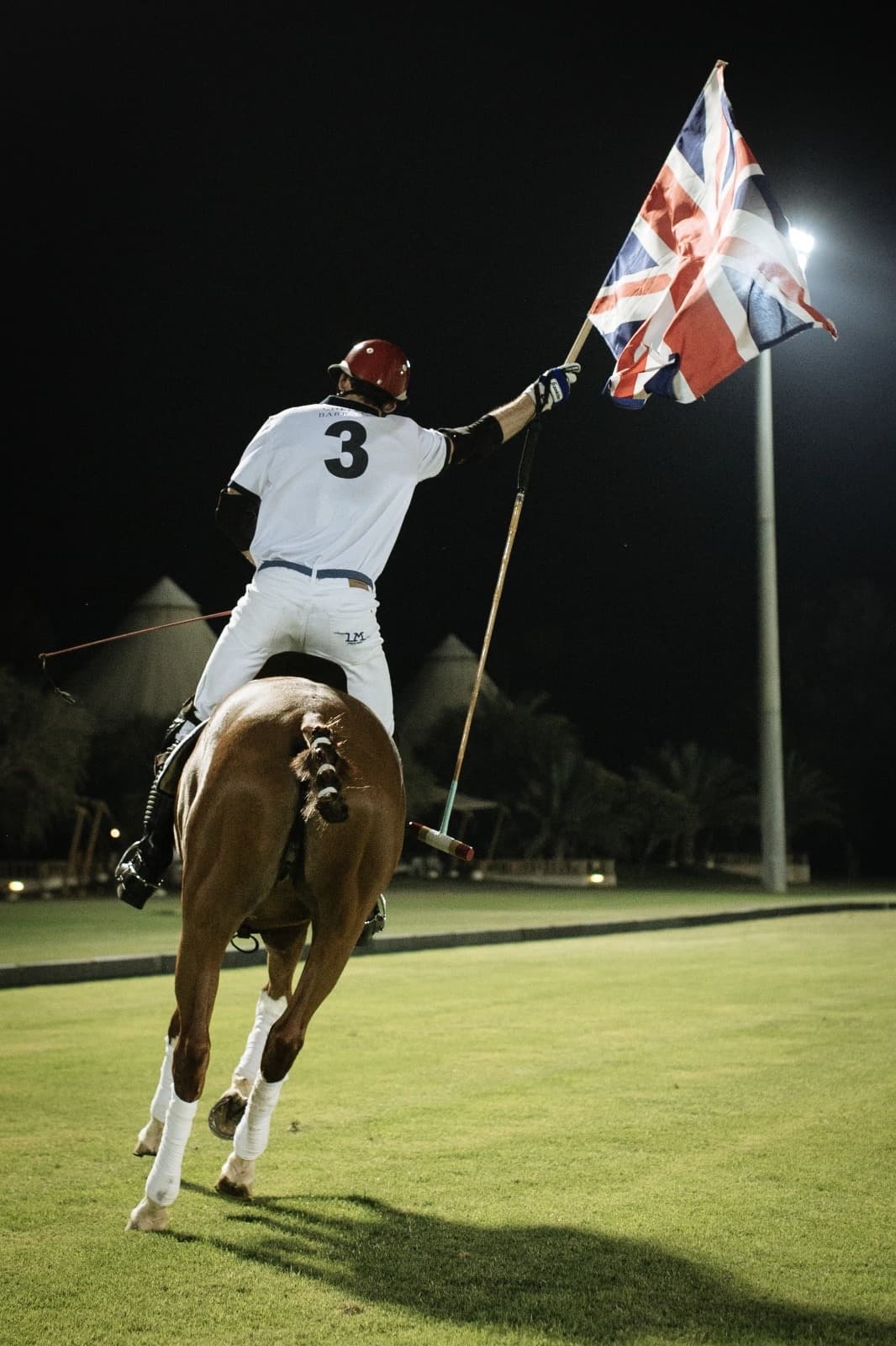 Polo player on horseback during a match